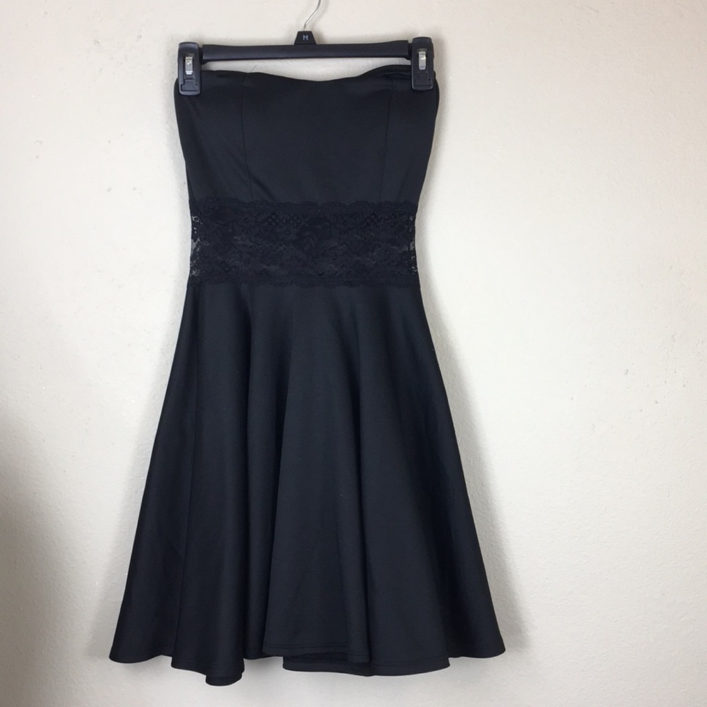 Wild Daisy Black Strapless Lace Dress
